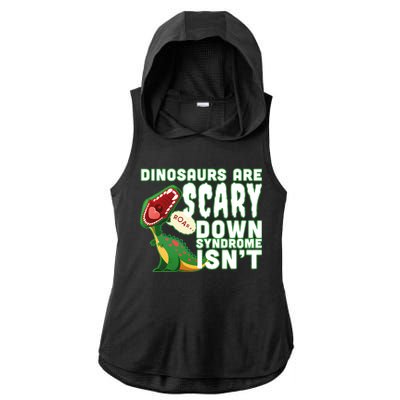 Funny Down Syndrome Awareness Dinosaurs Ladies PosiCharge Tri-Blend Wicking Draft Hoodie Tank