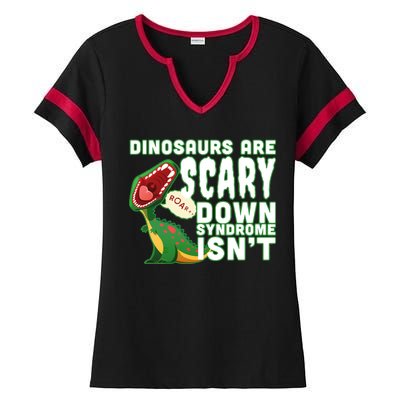 Funny Down Syndrome Awareness Dinosaurs Ladies Halftime Notch Neck Tee