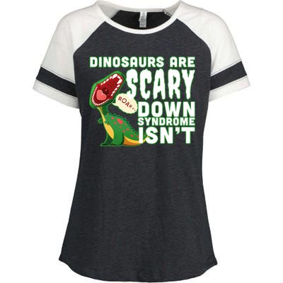 Funny Down Syndrome Awareness Dinosaurs Enza Ladies Jersey Colorblock Tee