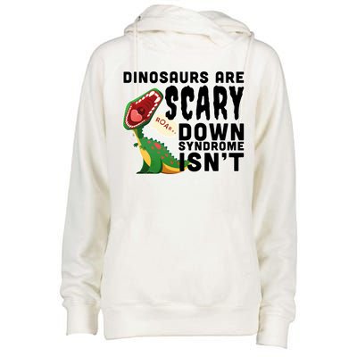 Funny Down Syndrome Awareness Dinosaurs Womens Funnel Neck Pullover Hood