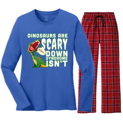 Funny Down Syndrome Awareness Dinosaurs Women's Long Sleeve Flannel Pajama Set 