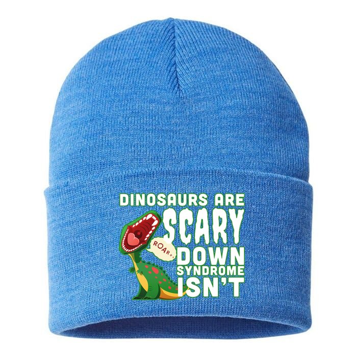 Funny Down Syndrome Awareness Dinosaurs Sustainable Knit Beanie