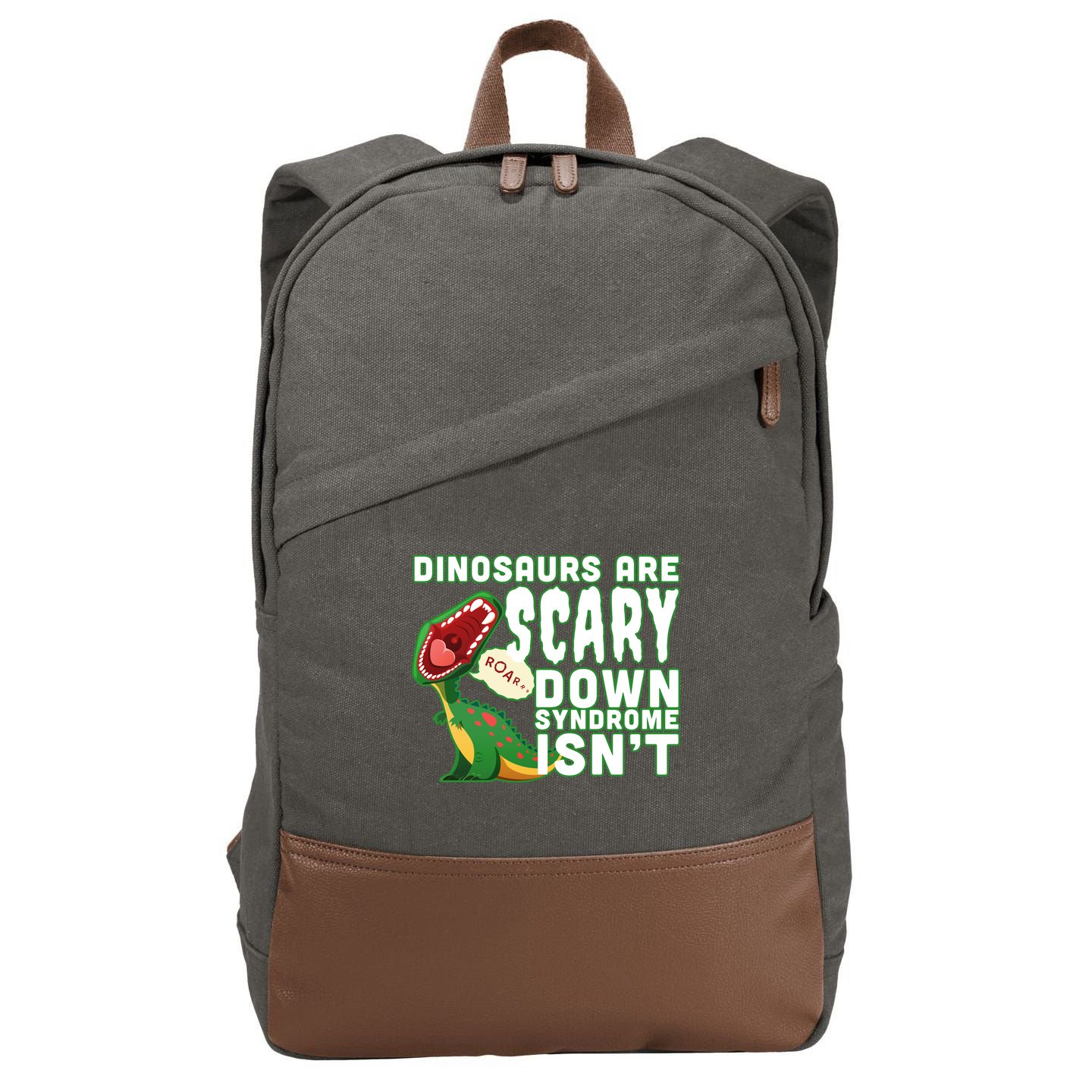 Funny Down Syndrome Awareness Dinosaurs Cotton Canvas Backpack
