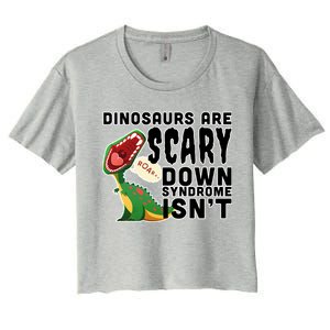 Funny Down Syndrome Awareness Dinosaurs Women's Crop Top Tee