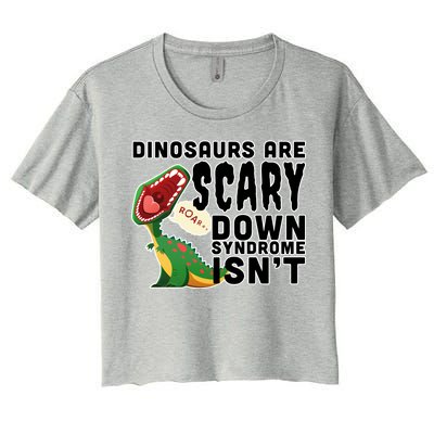 Funny Down Syndrome Awareness Dinosaurs Women's Crop Top Tee