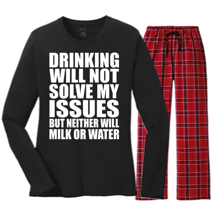 Funny Drinking Women's Long Sleeve Flannel Pajama Set 