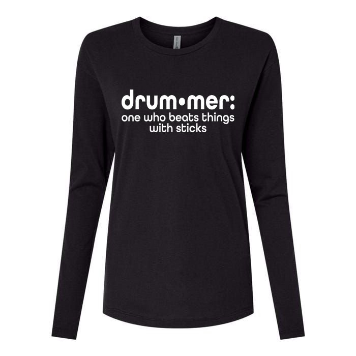 Funny Drummer Definition Beats With Sticks Womens Cotton Relaxed Long Sleeve T-Shirt