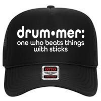 Funny Drummer Definition Beats With Sticks High Crown Mesh Back Trucker Hat