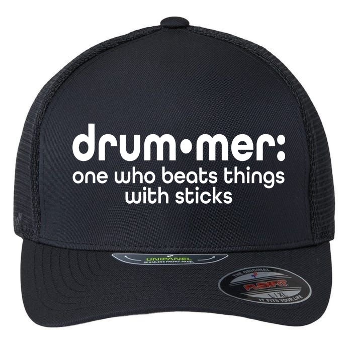 Funny Drummer Definition Beats With Sticks Flexfit Unipanel Trucker Cap