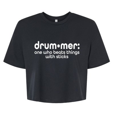 Funny Drummer Definition Beats With Sticks Bella+Canvas Jersey Crop Tee