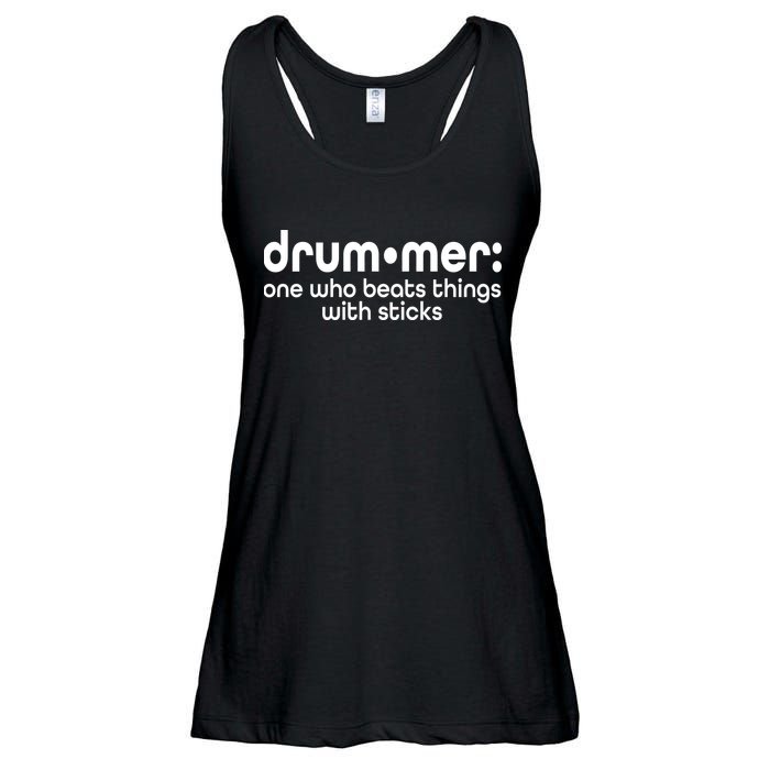 Funny Drummer Definition Beats With Sticks Ladies Essential Flowy Tank