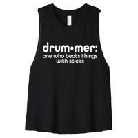 Funny Drummer Definition Beats With Sticks Women's Racerback Cropped Tank