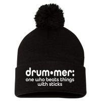 Funny Drummer Definition Beats With Sticks Pom Pom 12in Knit Beanie