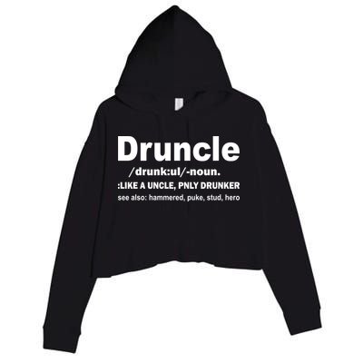 Funny Drunk Uncle Druncle Definition Crop Fleece Hoodie