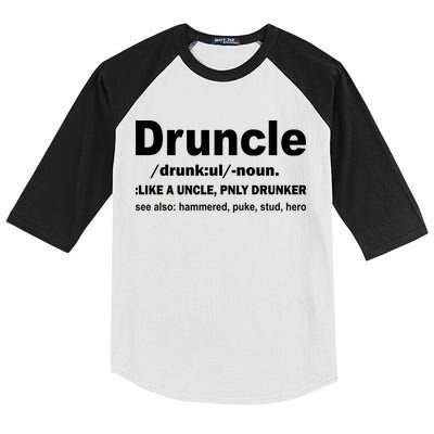 Funny Drunk Uncle Druncle Definition Kids Colorblock Raglan Jersey
