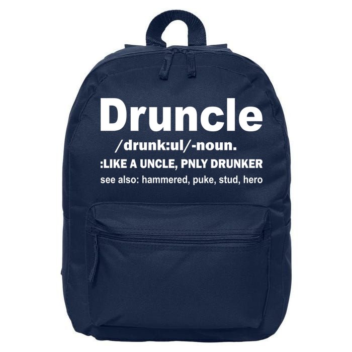 Funny Drunk Uncle Druncle Definition 16 in Basic Backpack
