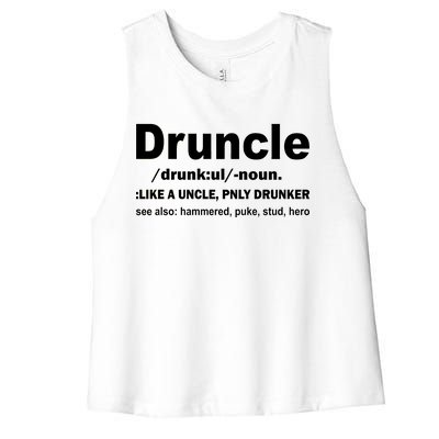 Funny Drunk Uncle Druncle Definition Women's Racerback Cropped Tank