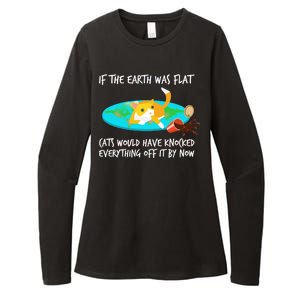 Funny Earth Cat Womens CVC Long Sleeve Shirt