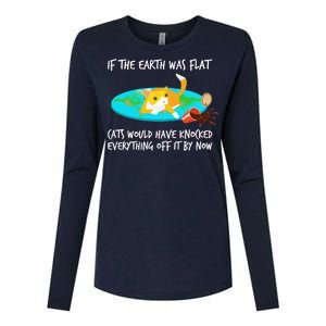 Funny Earth Cat Womens Cotton Relaxed Long Sleeve T-Shirt