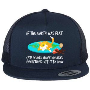 Funny Earth Cat Flat Bill Trucker Hat