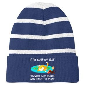 Funny Earth Cat Striped Beanie with Solid Band