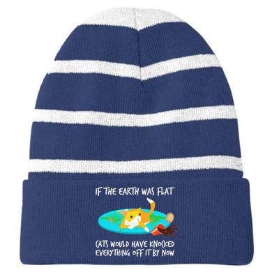 Funny Earth Cat Striped Beanie with Solid Band