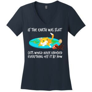 Funny Earth Cat Women's V-Neck T-Shirt