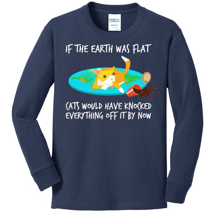 Funny Earth Cat Kids Long Sleeve Shirt