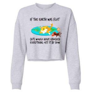 Funny Earth Cat Cropped Pullover Crew