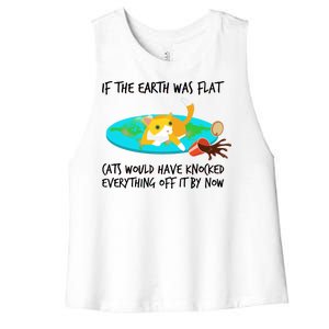 Funny Earth Cat Women's Racerback Cropped Tank