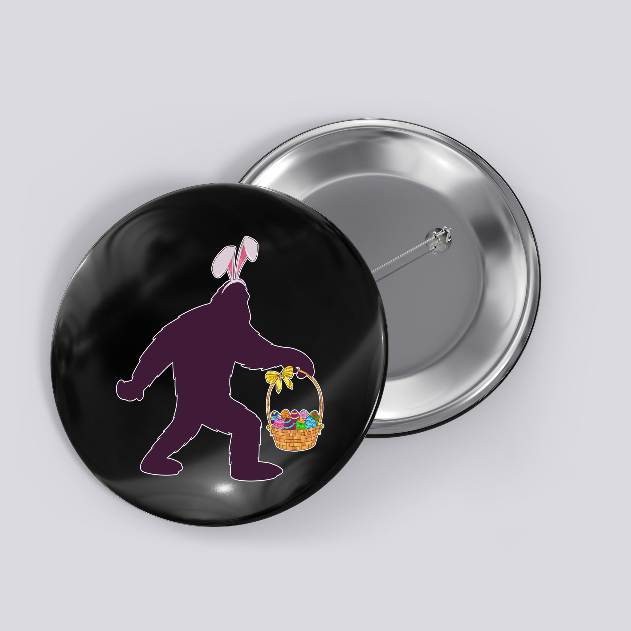 Funny Easter Bunny Eared Bigfoot Sasquatch  Button