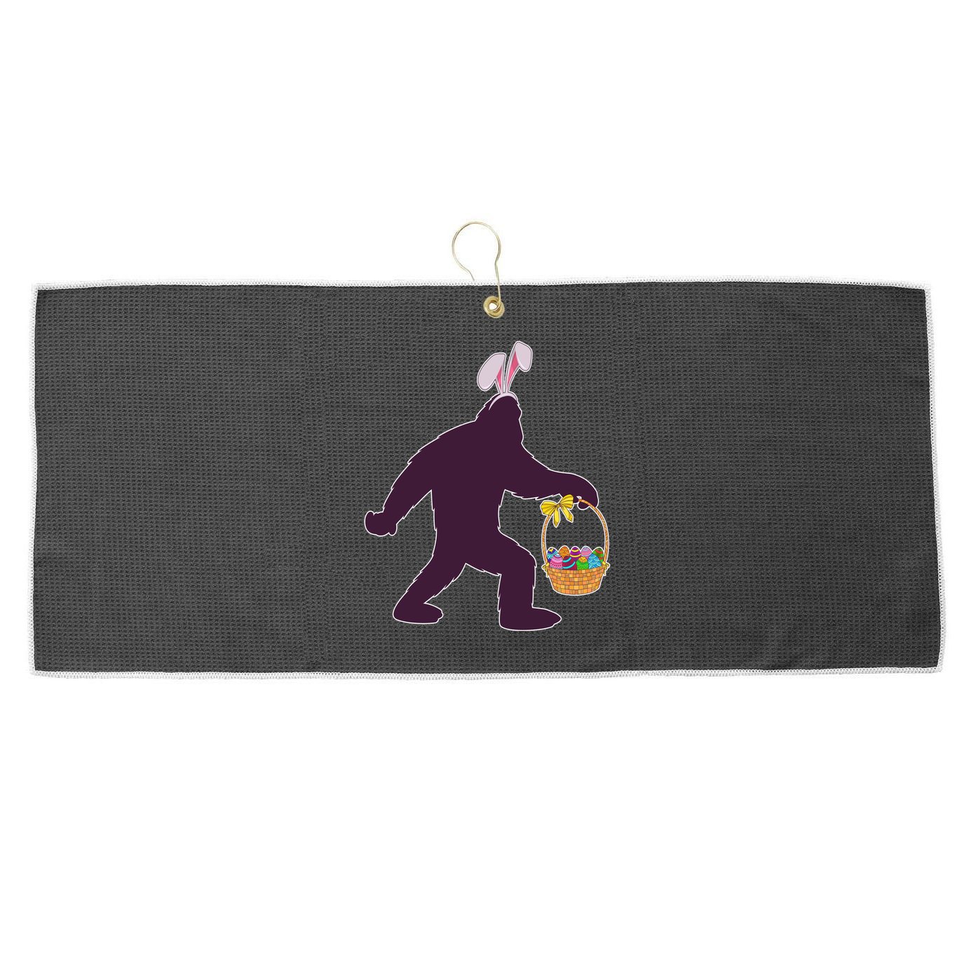 Funny Easter Bunny Eared Bigfoot Sasquatch  Large Microfiber Waffle Golf Towel
