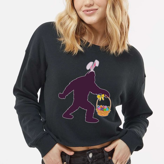 Funny Easter Bunny Eared Bigfoot Sasquatch  Cropped Pullover Crew