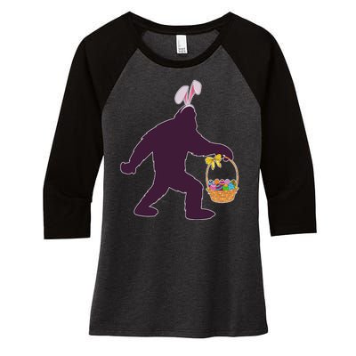 Funny Easter Bunny Eared Bigfoot Sasquatch  Women's Tri-Blend 3/4-Sleeve Raglan Shirt