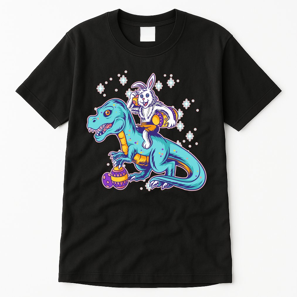 Funny Easter Bunny Riding T-Rex Tall T-Shirt