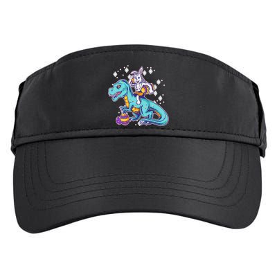Funny Easter Bunny Riding T-Rex Adult Drive Performance Visor