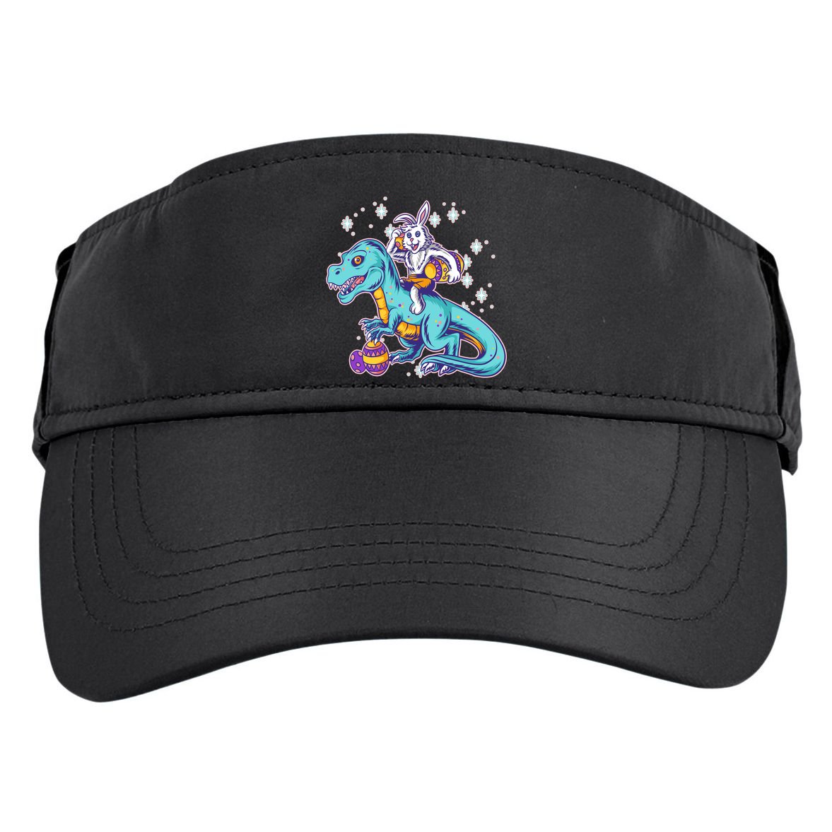 Funny Easter Bunny Riding T-Rex Adult Drive Performance Visor