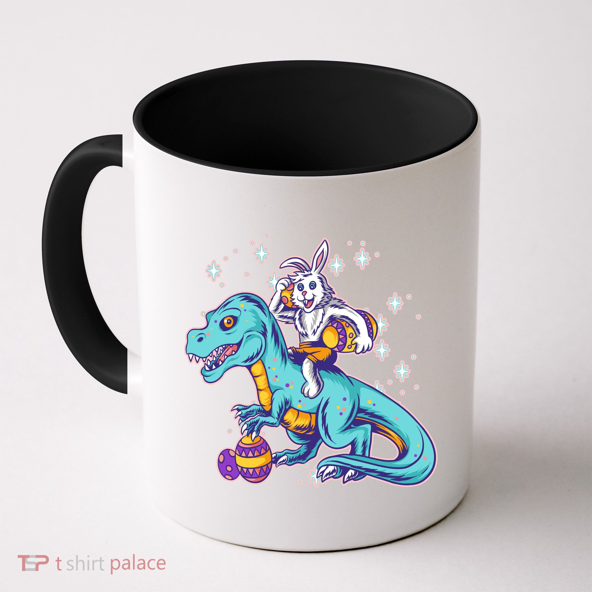 Funny Easter Bunny Riding T-Rex Mug