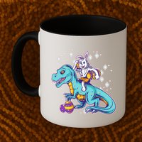 Funny Easter Bunny Riding T-Rex Mug