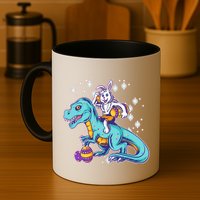 Funny Easter Bunny Riding T-Rex Mug