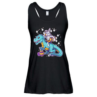 Funny Easter Bunny Riding T-Rex Ladies Essential Flowy Tank