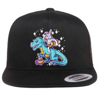 Funny Easter Bunny Riding T-Rex Flat Bill Trucker Hat