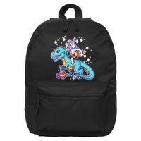 Funny Easter Bunny Riding T-Rex 16 in Basic Backpack
