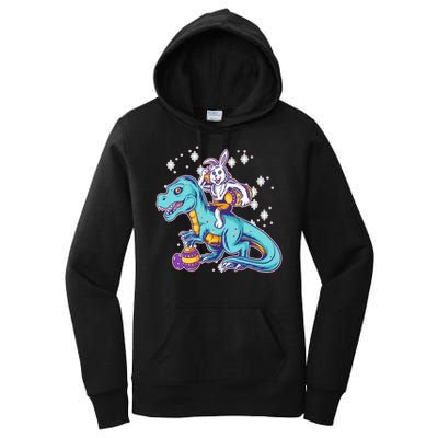 Funny Easter Bunny Riding T-Rex Women's Pullover Hoodie