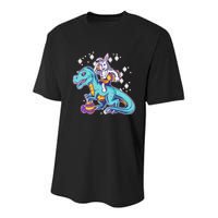Funny Easter Bunny Riding T-Rex Youth Performance Sprint T-Shirt