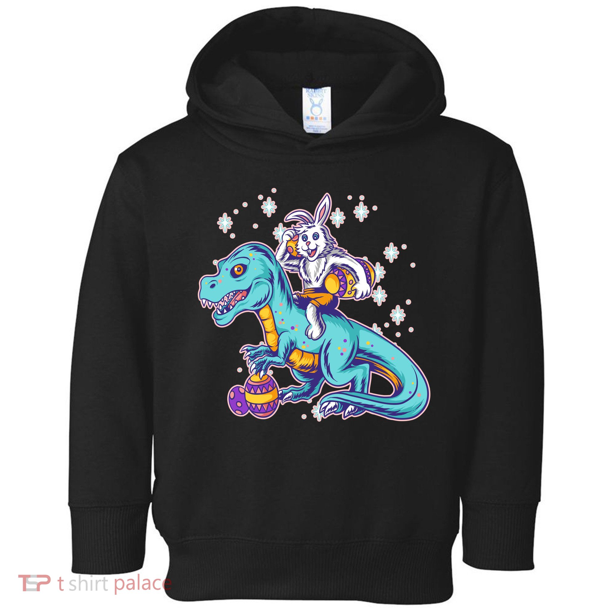 Funny Easter Bunny Riding T-Rex Toddler Hoodie
