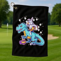 Funny Easter Bunny Riding T-Rex Golf Towel
