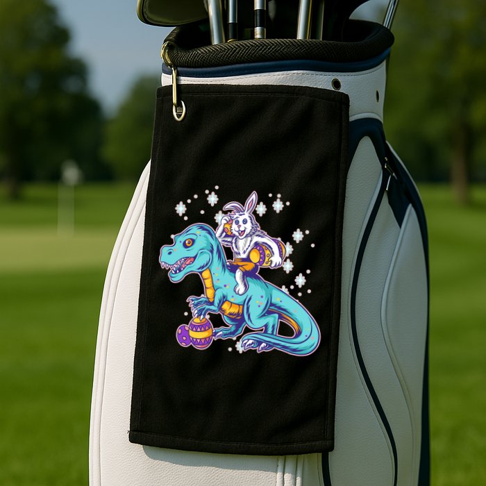 Funny Easter Bunny Riding T-Rex Golf Towel