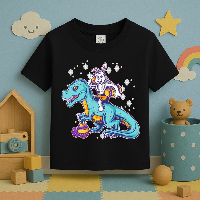 Funny Easter Bunny Riding T-Rex Toddler T-Shirt