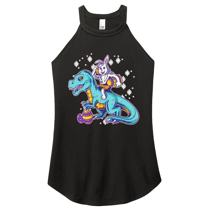 Funny Easter Bunny Riding T-Rex Women's Perfect Tri Rocker Tank